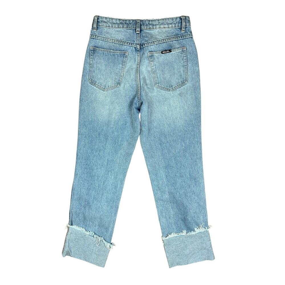 Rolla's Blue Cropped Straight Denim Jeans Stitched Rolled Hem Medium Size 28 - Picture 5 of 11